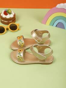 2025 Spring & Summer New Girls Retro Chinese Style Sandals, Toddler Soft Bottom Anti-Slip Kids Shoes, Big Children Fashion Sneakers - Gold - View 4