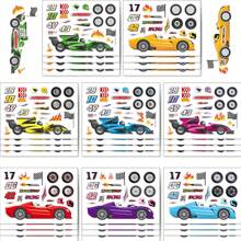 8/16pcs Race Car Puzzle Stickers, DIY Decal, Party Favor, Gift Wrap, Birthday Gift Sticker Book