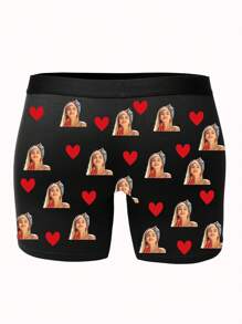 1 Piece Custom Face Boxers For Men, Custom Face Cartoon Strawberry Boxer Briefs, Personalized Boxers For Husband, Personalized Photo Underwear, Custom Face Underwear, Custom Funny Faces Boxers Briefs, Anniversary Gift, Valentine Gift, Birthday Gift, Wedding Gift, Best Friend Gift, Gift For Boyfriend, Gift For Husband, Gift For Him, 1pc, Dawg, Colorful, Cute,Christmas Home Atmosphere - Black - View 5