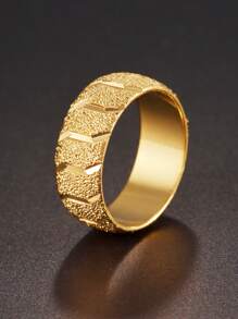 1 Piece Stainless Steel Fashion Ring, Unisex Couples Ring For Wedding, Holiday, Everyday Wear - Yellow Gold - View 2