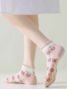 1/5/10 Pairs Fresh & Thin Berry Pink Series Cute Casual Women Short Socks, Versatile Summer Wear - Multicolor - View 4