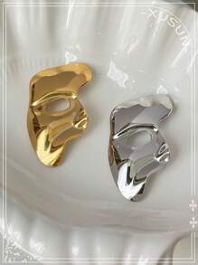 Minimalist Metal Asymmetrical, Retro Personalized, Mori Style Mask Brooch For Women, Minimalist Portrait, Portrait Pin Accessories, Accessory Chest Flower - Multicolor - View 2