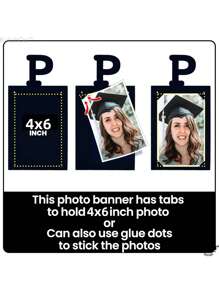 12pcs Graduation Photo Banner 2025 - Large, 10 Feet | Felt Proud Of You Banner | Graduation Banner 2025 Personalized | Graduation Picture Banner 4x6 For Black 2025 Graduation Party Decorations