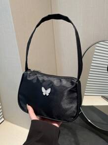 1个时尚蝴蝶装饰单肩包，简约大号儿童手提包，零钱包，多功能轻便便携拉链日常收纳包，旅行，购物，儿童户外活动，生日，节日礼物送给女儿，纯色尼龙休闲包，钥匙扣，儿童女孩旅行配件 - 彩色 - 查看 5