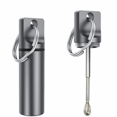 OakMsOik OMO Metal Vial With Spoon Medicine Box Pill Jar For Pill Storage Only (Grey)