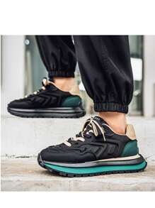 Spring New Fashionable Men's Shoes, Lightweight, Versatile Casual Network Celebrity Model, Color Blocking, Sophisticated Design - Black - View 8
