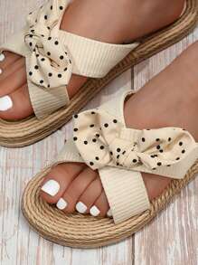 2025 Summer INS Fashion Women's Casual Slippers, Outdoor Flat Slip-On Sandals With Bowknot, Suitable For Home And Going Out
