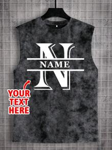 Customized Personalized "Letter, Name, Blessing" Men's Vest, Customize Your Text, Customize Your Name, Customize Baby/Friend/Idol/Couple/Family/Party/School/Sports/Pet Love Letter Print, Logo/Business/Company Party Uniform, Birthday Gift, Holiday Gift, Party Gift, Wedding Gift, Friend Gift, Anniversary Gift Ornamental,Dawg Stylish,Fashion,Hipster,Contracted,Easy Costume,Modest Fashion,Minimal Chic,Casual Custom,Unique,Personalized Ideal Gifts For Him Family,Boyfriend,Friends,Children - Black - View 2