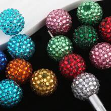 18x20mm 10/20pcs Pack Mix Colorful Plating Color Bulk Price High Quality Resin Rhinestone Ball Beads For DIY Beadable Pen Keychain Chunky Bubblegum Necklace Bracelet Jewelry Making