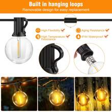 GerTong Solar Light Bulb String 15M 20+1 Light/20M 26+2 Light/30M 38+2 Light, RF Remote Control, Suitable For Outdoor Courtyards, Gatherings And Picnics Waterproof LED Garden Lights Weatherproof Solar Powered Outside Light For Gazebo Pergola Patio