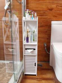 1pc Toilet Storage, Small Bathroom Storage For Half Bathroom, Small Bathroom Storage For Tiny Spaces, Little Shelf For Bedroom, Narrow Toilet Paper Cabinet For Restroom Home Bathroom Decor Bathroom Organizer Back To School