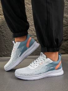 Men's Spring Sneakers, Ombre Color Lightweight Casual Shoes, Breathable Knit Fabric, Suitable For Outdoor Activities