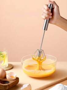 1 件半自动旋转打蛋器，不锈钢搅拌器，鸡蛋、面粉和馅料搅拌工具，适用于厨房烹饪用具、奶油制作、半自动压榨操作 - 銀色 - 查看 1