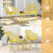 Lifezeal 3 Piece Patio Bistro Set All Weather Heavy Duty Table And Chairs Set Of 2 Black/Yellow - Yellow - View 11