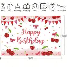 1 pieza Decoración de fondo para fiesta de cumpleaños, pancarta dulce con moño rojo de cereza. Adecuado para decoración de mesa de pastel, cabina fotográfica, fondo de fotografía. Múltiples tamaños, multiusos para hombres y mujeres. Tela de fondo para decoración de fiestas apta para todo el año, tanto en interiores como en exteriores, estudios de fotografía, decoración de jardín, decoración de fiestas y cabinas telefónicas. - Multicolor - Ver 4