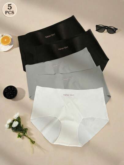 5 件装无缝桑蚕丝抗菌裆部瑜伽健身内裤，女式中腰运动短裤