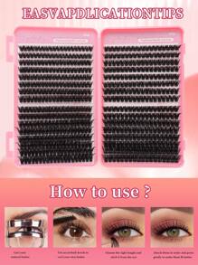 608pcs Eyelash Cluster, D-Curl, 608pcs Individual Lashes 80D+100D Curl 8-16mm, DIY Lash Bundle Natural Look & Super Thick & Intelligent & Super Soft & Super Lightweight Reusable Individual Segment False Eyelashes Extension Kit, Suitable For Beginners Use At Home Or Travel, Daily Life & Wedding & Date & Party & Music Festival & Halloween Lash Clusters, Eyelash Clusters, Individual Eyelashes, Lashes, Fake Lashes - D - View 3
