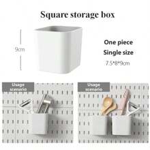 Najlepiej sprzedający się artykuł do domu, Basic Living 1 szt. montowany na ścianie i bez wiercenia plastikowa tablica perforowana, zestaw akcesoriów o wielu kombinacjach, uniwersalna tablica perforowana do przechowywania z różnymi pudełkami do przechowywania i metalowymi haczykami, odpowiednia do warsztatu garażowego/organizacji i przechowywania w kuchni domowej/biurze/pokoju rzemieślniczym/łazience (28*28 cm)