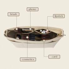 1 件女士多用途毡衬里内袋，大容量可洗化妆包，桌上收纳袋，洗漱包 - 米色 - 查看 6