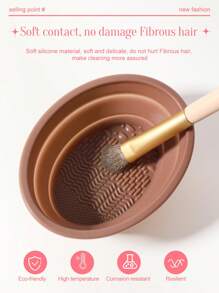 41pcs Makeup Brush & Sponge Set, Including 20pcs Makeup Brushes, 1pc Makeup Sponge, 1pc Makeup Brush Cleaning Bowl, 1pc Travel Toiletry Bag - Coffee Brown - View 9
