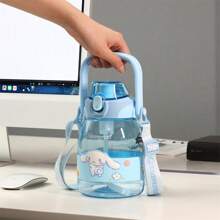 Miniso Cinnamoroll Water Bottle Cute Cartoon Portable Straw Cup With Strap Large Capacity Outdoor Sports Big Belly Cup Water Cup 1200ml/40.58oz - Blue - View 1