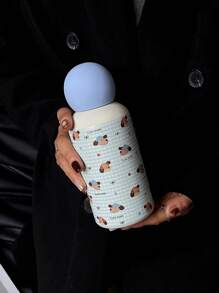 1 pieza Vaso termo de acero inoxidable de doble pared aislado al vacío de 350ml con diseño de cuadros azules y cachorro, ideal para café/agua, con diseño personalizado, regalo de cumpleaños/festivo, apropiado para escuela, exterior, hogar, oficina, vuelta al cole