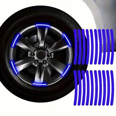 20pcs Car Wheel Reflective Stickers, Tire Warning Stickers, Green Personalized Creative, Motorcycle Electric Vehicle Night Safety Decoration Warning Decals, Multi-Color Sticker Decor