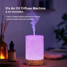 1 Pc 150ml Ultrasonic Mini Air Humidifier Aromatherapy Essential Oil Diffuser USB Powered Auto Shut Off Timer Ultra Quiet Cracked Cover White Yellow Dark Woodgrain For Home, Office, Yoga, Bedroom