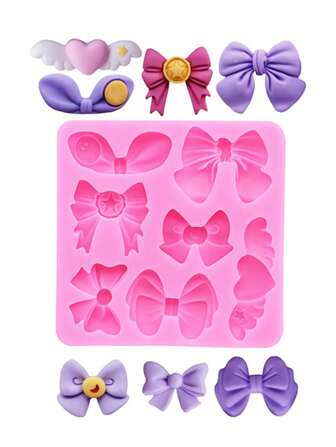 1個シリコーンモールド、アソートされたミニリボンパターン、レジン、DIYジュエリー、ヘアアクセサリー、多孔質の靴/チャーム装飾用に適しています