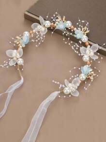 1pc Elegant Pearl Flower Hair Accessory, Bridesmaids Headpiece Suitable For Valentine's Day Use
