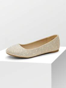 PAIRS Women's Sole Shine Rhinestone Ballerinas Shoes - Vàng - Xem 4