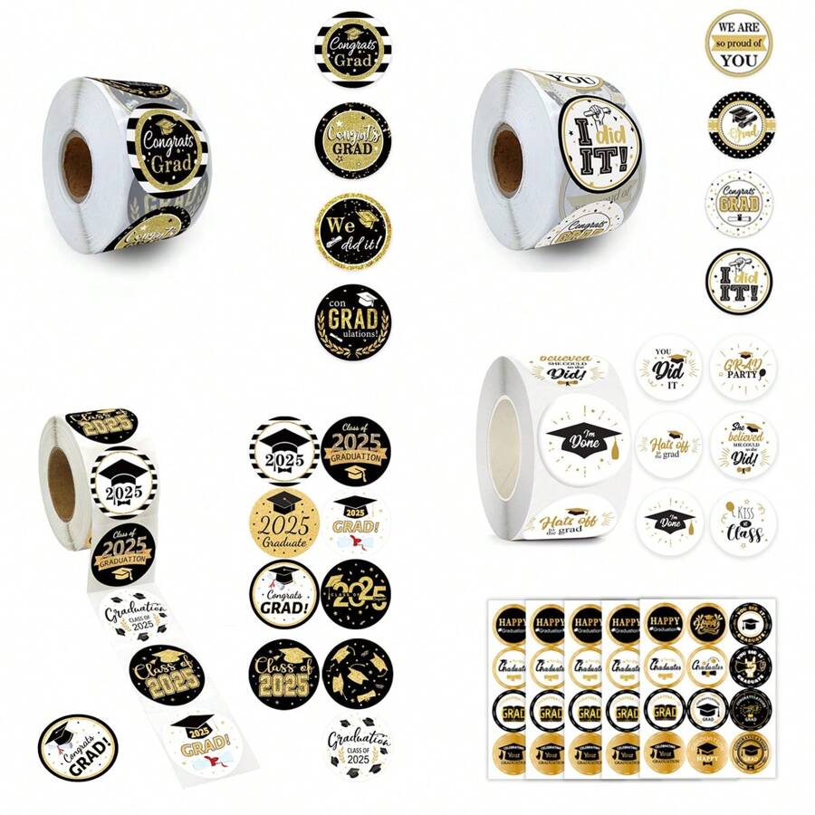 2025 Graduation Stickers, 2025 Graduation Labels, Round Adhesive Stickers, Gift Packaging Bag Labels, Gift Tags, Graduation Congratulations Stickers, Graduation Decorative Stickers, Sealing Stickers, Self-Adhesive, Class Of 2025, Envelopes, Graduation Cards, Graduation Cap Stickers, Graduation Ceremony & Party Decorations, Graduation Gifts, Holiday Decorations, 2.5cm/3.5cm