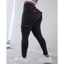 Womens Butt Lifting Leggings With Flap Pockets High Waist Tummy Control Workout Cargo Leggings Yoga Pants