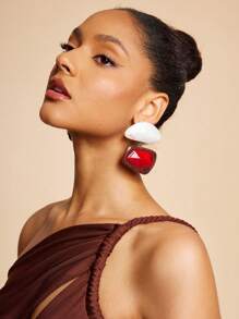 1 Pair Asymmetrical Exaggerated Vintage Style Resin Earrings