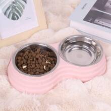 1 pièce Bol double en acier inoxydable Cadeau pour amateurs de chats/chiens et amoureux des chats/chiens. Bol d'eau et de nourriture pour animaux de compagnie antidérapant. Base antidérapante pour l'alimentation intérieure et extérieure. Bols intérieurs amovibles.