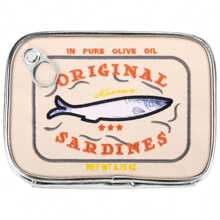 Joivida 1pc Novelty Canned Sardines Makeup Bag Cute Small Pouch Sardines Fish Tin Pencil Case Cosmetic Bag 7.09X5.3X1.97Inch Multifunctional Funny Travel Vacation Essentials For Women Teen Girl Gift