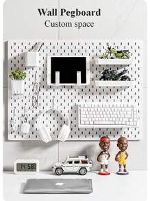 Najlepiej sprzedający się artykuł do domu, Basic Living 1 szt. montowany na ścianie i bez wiercenia plastikowa tablica perforowana, zestaw akcesoriów o wielu kombinacjach, uniwersalna tablica perforowana do przechowywania z różnymi pudełkami do przechowywania i metalowymi haczykami, odpowiednia do warsztatu garażowego/organizacji i przechowywania w kuchni domowej/biurze/pokoju rzemieślniczym/łazience (28*28 cm)