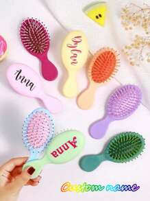 1PC Personalized Customized Cute Mini Exfoliating Brush, Nylon Mane, ABS Plastic Handle, Resin Grip, Anti-Static Massage Comb For Textured Hair, With Air Cushion, Suitable For Girl And Girls, Portable Comb For Daily Use Back To School