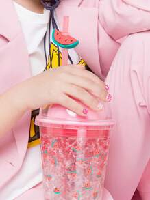 6 张（108 件）包装花朵图案可爱蝴蝶结设计卡通美甲贴纸，粉色兔子儿童指甲贴纸适用于儿童指甲装饰/儿童礼物