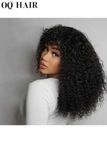 OQ Machine Made Bangs Wigs Afro Curly False Scalp 22-30 Inches Wigs 180% Density Natural Color Natural Hairline Daily Use Cheap For Women - SNatural - View 8