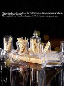 4pcs PMMA Toothpick Holder, Clear Acrylic Toothpick Holder ,Minimalist Clear Toothpick Holder Dispense,Elegant Clean For Home Kitchen Storage Gadgets Creative Portable Toothpick Box - Clear - View 6