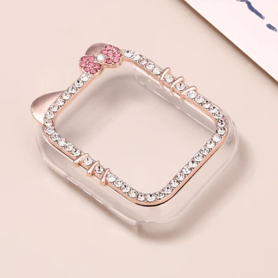 1Pc Cartoon Pattern Cover Compatible With Apple Watch Case Sparkling Diamond PC Plating Protective Cover For Apple Watch Ultra SE/10/9/8/7/6/5/4 Apple Watch For Shockproof Watch Case, Compatible With 40/41/42/44/45/49mm Apple Watch, Diamond Flash Series For Women ﻿