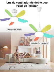 1 Piece Ceiling Fan With LED Light + Remote Control 42 Cm - Verschiedenfarbig - Übersicht 4