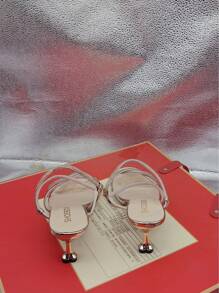 2025 Spring & Summer Fashionable Sexy Low Heel Rhinestone Decorated Roman Mid-Heel Sandals Niche Design For Ladies - Champagne - View 10