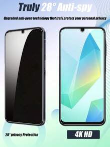 3 片隐私屏幕保护膜玻璃，防窥视防偷窥，兼容 Galaxy A14 5G/A15/A23/A34/A35/A54/S23 FE/A55/S24 FE/S25，防刮、防震、防水 - 黑色 - 查看 2