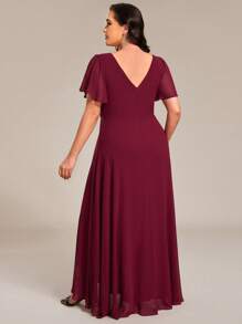 Plus Elegant Chiffon High-Low Bridesmaid Wedding Guest Dresses For Wedding - Burgundy - View 2