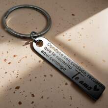 1 件不锈钢圆形励志雕刻钥匙扣，经典设计带环夹，送给男朋友/丈夫的理想礼物 - 銀色2 - 查看 9