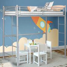 Metal Loft Bed Twin Size, Heavy Duty Loft Bed Frame With 2 Ladders, Twin Over Loft Bunk Bed With Full-Length Guard, Space-Saving Bed Frame For Kids Teens Adults, No Box Spring Needed (White)