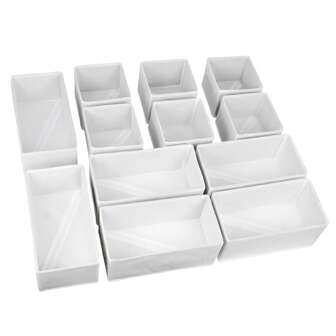12 件套抽屉整理器、布艺衣柜整理器和储物篮、可折叠抽屉隔板，用于存放衣服、袜子、领带、内衣抽屉整理器、橱柜储物盒套装