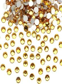 2000pcs 3-6mm Yellow Flat Back Resin Rhinestones, Round Jelly Gemstones For Making Accessories Shoes, Clothes, Cosmetics, Bags, Decoration